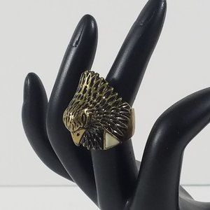 Eagle Bird Knuckle Ring with White Triangles